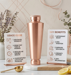 Bouteille d'eau en cuivre pur poli brillant, la plus vendue, pour boire - Product Image 3