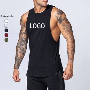 Men's 95% Cotton 5% Spandex Muscle tank Top <b>Running</b> Wear Bodybuilding Fitness Vest Custom logo Gym <b>Singlets</b> - Product Image 1