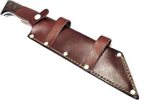 Couteau de camping Norse Dragon Seax, lame droite, acier à haute teneur en carbone, manche en corne de taureau, fabrication artisanale, étui en cuir cousu, HRC60-65 - Product Image 4