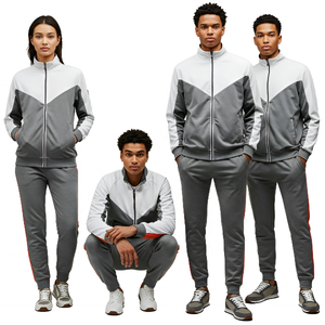 Vêtements de sport unisexes de haute qualité, ensemble veste coupe-vent et pantalon à fermeture éclair personnalisée, 100% polyester, imperméable et respirant - Product Image 2