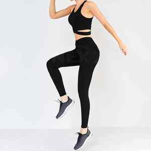 Conjunto de Yoga para Mujer de Primera Calidad con Diseño Personalizado de Logotipo, Color Negro, Precio al por Mayor - Product Image 3