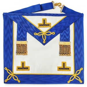 Gold Foil Printed 3D Embroidered Satin Masonic Regalia Apron Classical Style 1-1/2" Width Adjustable Closure Traditional Fringe - Product Image 6