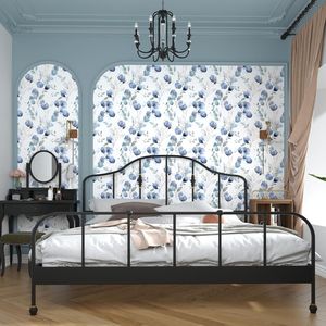 Papel Tapiz Autoadhesivo con Diseño Floral Azul, Papel de Contacto con Hojas Costeras en Acuarela Blanca, Mural Simple para Baño y Dormitorio, Vinilo - Product Image 2