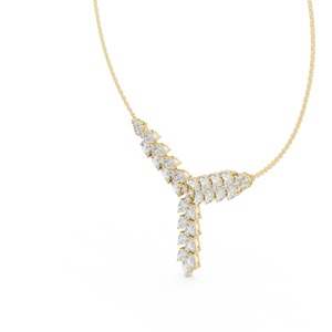 Pear Cut Lab Grown Diamond Drop Necklace 14K 18K <b>Solid</b> <b>Gold</b> Round Cluster Bridal Wedding <b>Pendant</b> Necklace for Women Fine Jewelry - Product Image 3