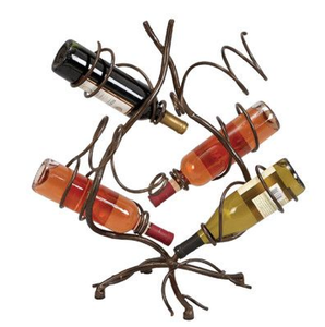 Porte-vin en métal moderne avec pieds courbes et supports en treillis croisé pour 3 bouteilles, disponible à prix de gros. - Product Image 3