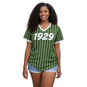 Camiseta de béisbol verde esmeralda de la hermandad Iota Phi Lambda, ropa con letras griegas, año de fundación 1929, camiseta informal para mujer - Product Image 3