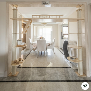 Custom Large Modern Luxury <b>Cat</b> Tree with Sisal & Wood Scratching Post and Adjustable Height for Indoor <b>Cats</b> - Product Image 5