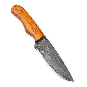Couteau de chasse en acier Damas de qualité DIY, lame fixe à pointe tombante, manche en bois, survie en extérieur, OEM disponible à la vente - Product Image 1