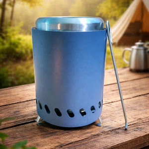 STAINLESS STEEL/HR BLUE Classical Fire Pit Heat Resistant Paint Freestanding Design Coal/Wood Burning Outdoor & BBQ - Product Image 1