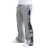 Pantalon Harem Noir pour Homme avec Bande Latérale Bandana Blanche, Taille Élastique, Décontracté, Léger, en Coton, Idéal pour l'Été