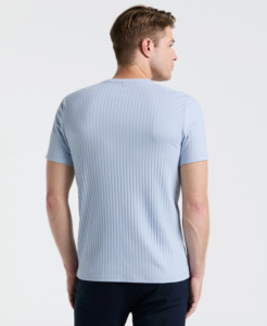 Custom Men's <b>Layering</b> <b>Tops</b> Button-Down Knit <b>Top</b> Light Blue Ribbed 100% Cotton Fleece Loose Short Sleeve Eco-Friendly Streetwear - Product Image 3