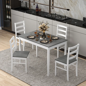 ชุดโต๊ะอาหาร ไม้ยางพาราแท้ + MDF สำหรับห้องรับประทานอาหาร ห้องครัว ร้านอาหาร เวียดนาม โต๊ะอาหารสำหรับใช้ในบ้าน เฟอร์นิเจอร์บ้าน - Product Image 1