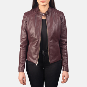 Chaqueta de Motocicleta de Cuero Sintético para Mujer, Transpirable, Manga Larga, Cierre de Cremallera, Solapa, Primavera Otoño, Forro de Seda Estampada - Product Image 1