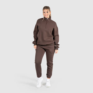 Sweat-shirt à capuche demi-zip surdimensionné pour femme, personnalisé et brodé, éco-responsable, grande taille, pour l'hiver et la gym, avec épaules tombantes - Product Image 4