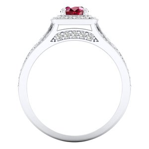 Bague Halo personnalisée REYES avec rubis rond de 0,5 carat en or massif 14 carats, Moissanite certifiée GRA, cadeau de mariage, bijoux - Product Image 4
