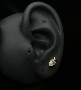 Contemporary 14K Gold Pear Moissanite Fish Earrings Dainty Solid Gold Stud <b>Jewelry</b> With Lab Grown Diamond <b>Inspired</b> Brilliance - Product Image 3