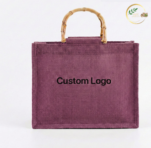 Custom Printed Jute Logo <b>Bag</b> Eco Friendly Reusable Shopping Tote with Company Branding - Product Image 2