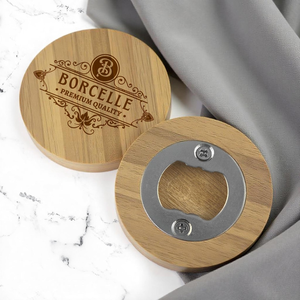 Ouvre-bouteilles ronds en bois avec gravure personnalisée, ouvre-bouteilles manuel personnalisé pour cadeau de mariage - Product Image 5