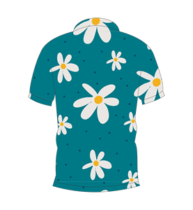 เสื้อโปโลพิมพ์ลายดอกเดซี่สีเขียวอมฟ้าสำหรับผู้ชาย แขนสั้นลำลอง เหมาะสำหรับเล่นกอล์ฟในฤดูร้อน - Product Image 2