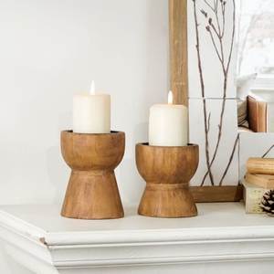 Vintage Wooden Candle Holder Premium Quality Accent Piece For <b>Mantel</b> Shelves Dining Areas And Celebrations - Product Image 1
