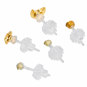 Made in Japan Moon Star Plastic <b>Post</b> <b>Earrings</b> Gold Silver 5-Piece Set Bundle for Women - Product Image 3