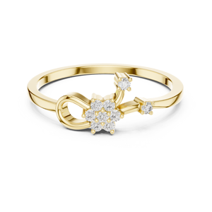 Bague de fiançailles minimaliste en or plaqué or avec trois diamants de laboratoire pour femme, bague ouverte florale en or rose avec diamants pour femme - Product Image 2