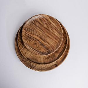 Planche de service ronde en bois d'acacia naturel, plateau de service alimentaire en bois, planche à charcuterie, plateau à fromage, assiette de dîner, cuisine - Product Image 1