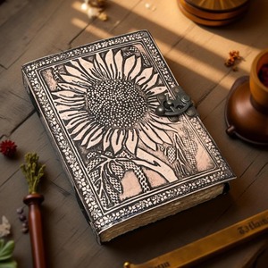 Sunflower Leather Journal Personalised Leather Notebook - Product Image 4