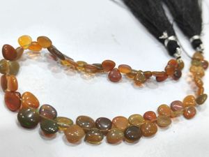 Opale éthiopienne de couleur foncée rare, forme cœur simple, perles de 6 à 7 mm - Product Image 5