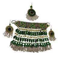 Service OEM, designs personnalisés, fabrication artisanale, acier inoxydable de haute qualité, bijoux vintage afghans pour femmes, collier et boucles d'oreilles pour adultes