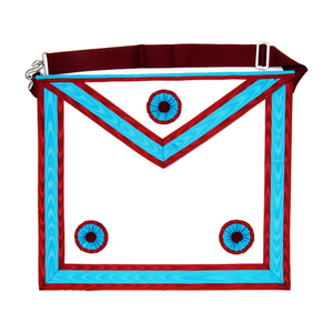Custom Embroidered Masonic <b>Apron</b> Red <b>White</b> Blue Trim Classical Style Freemason Regalia Ceremonial Accessory - Product Image 1