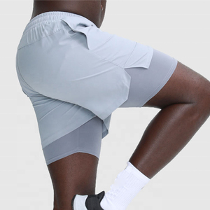 Pantalones Cortos Deportivos 2 en 1 de Poliéster de Secado Rápido, Pantalones Cortos de Compresión para Correr al Aire Libre, Ajustados, para Hombre - Product Image 2