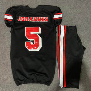 Most Popular Solid Black Color American Sports Jerseys Latest Design 100% Polyester Fabric V-Neck Breathable Football Uniform - Product Image 2