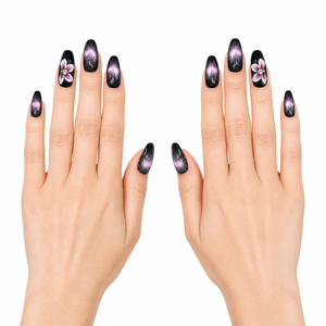 Elipse medio Noche Negro Acrílico Diseño de dedo prediseñado Chic & Mysterious Moonlit Petal Mist - Product Image 3