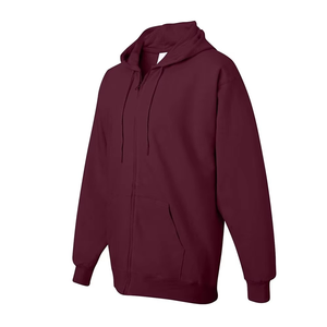 Men's Solid Winter Casual <b>Zip</b>-Up <b>Hoodie</b> 100% Cotton Fleece Boxy Cropped with Sleeves Zipper <b>Pockets</b> - Product Image 2