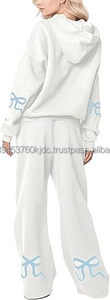 Sudadera con capucha y estampado gráfico de lazo de gran tamaño de dos piezas, pantalones de chándal de cintura alta, conjuntos de chándal de otoño, calidad superior, antibacteriano - Product Image 4