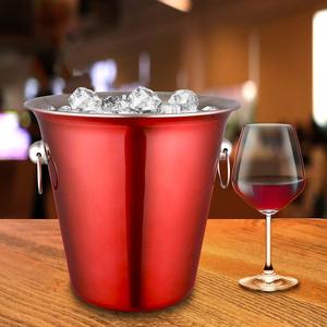 Refroidisseur et refroidisseur de seau à vin et à glace en acier inoxydable rouge - Product Image 5