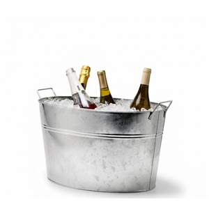Wholesale <b>Large</b> Galvanized Beverage Tub with Wooden Handles Metal Ice Bucket and Oval Party Drink Cooler for Outdoor <b>BBQ</b> Events - Product Image 4