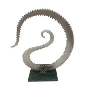 Dessus de table en fer fait à la main avec finition oxydée en or personnalisé avec motif de feuille pour la décoration de salon Table en métal avec base - Product Image 6