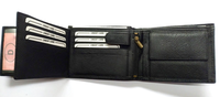 Dompet Mini Pendek Pria Kulit Asli Hitam 2026, Penutup Ritsleting, Enam Slot Kartu, Dilengkapi RFID Protection, Model Landscape