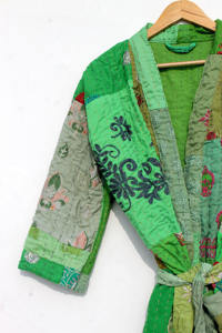 Kimono indio hecho a mano con patchwork de algodón kantha, elegante ropa de playa para mujer, bata de baño estilo japonés, kimono con patchwork, regalo para ella. - Product Image 6