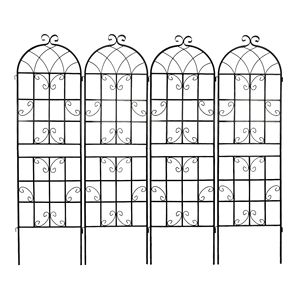 Set di 4 tralicci da giardino in metallo antiruggine neri da 180 cm x 50 cm per piante rampicanti - Product Image 5