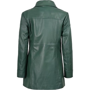 Abrigo Largo de Cuero Genuino para Mujer, Elegante Gabardina Larga, Ropa al por Mayor Personalizada OEM - Product Image 3