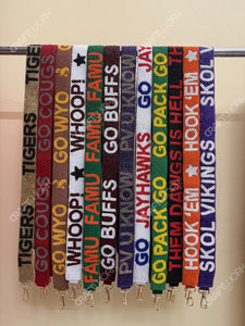 สายกระเป๋าแบบมีลูกปัดปักลายกว้าง สายสะพายไหล่ปรับได้ สายสะพายข้างพร้อมตัวล็อคแบบก้ามปู สำหรับกระเป๋าถือและกระเป๋าสะพาย - Product Image 4