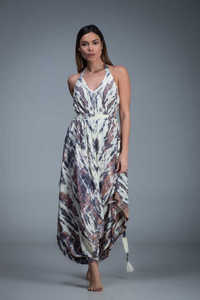 Combinaison bohème tie-dye pour femme, sans manches, maxi, coupe ample, fluide, tenue de plage estivale - Product Image 4