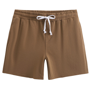 Shorts décontractés pour hommes 100 % coton légers respirants séchage rapide coupe ample taille mi-haute avec cordon de serrage motif uni - Product Image 1