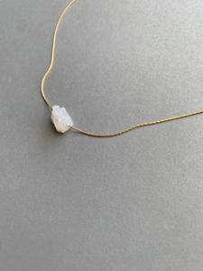 New Style <b>Jewelry</b> Natural Raw Rainbow <b>Moonstone</b> Necklace Rough Crystal Pendant on Gold Filled or Sterling Silver Chain - Product Image 3
