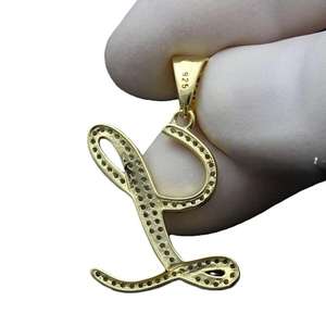 Colgante de Letra L con Diamante Moissanite, Plata de Ley 925, Letra del Alfabeto con Incrustaciones de Diamantes, Sin Cadena, Regalo al por Mayor - Product Image 1