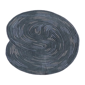 Tapis indien ovale à rayures, tufté à la main, en laine/Tencel, à poils longs, anti-déchirure, anti-taches - Product Image 1