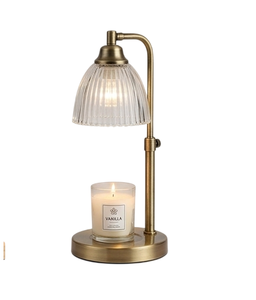 Lámpara Calentadora de Velas Eléctrica Moderna con Portavelas de Vidrio para Velas Aromáticas, para Uso en Interiores, Acabado en Latón - Product Image 6